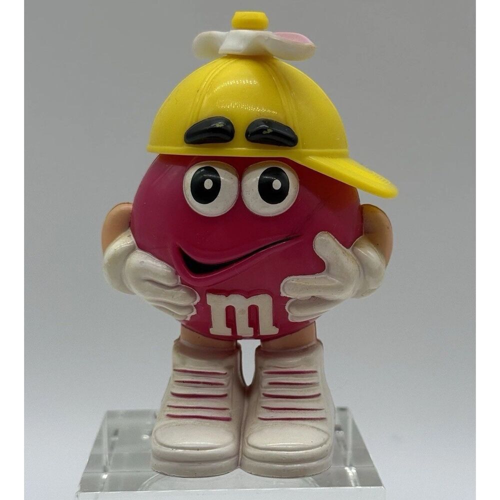 M&M's Mini Character Easter Theme Red With Yellow Hat Spinning Bunny Ears 3.5"